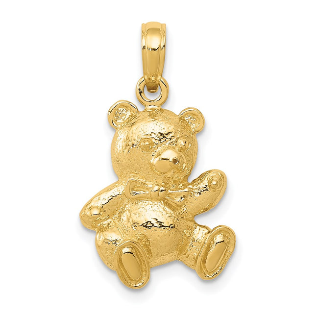 14K Teddy Bear Pendant, 24.55 x 14.75mm
