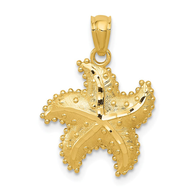 14K Diamond-Cut Starfish Pendant, 22 x 15mm
