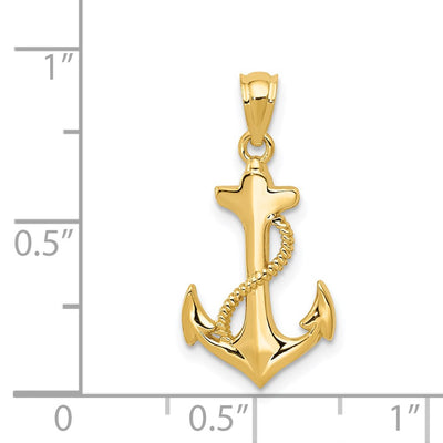 14K Polished Anchor Pendant