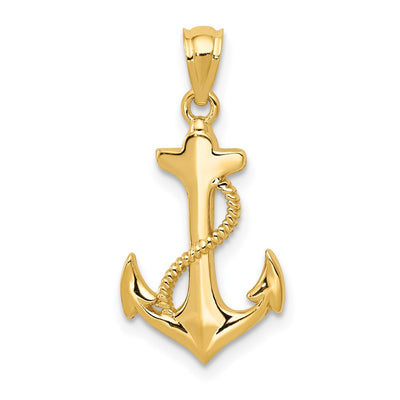 14K gold anchor pendant