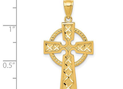 14K Diamond Cut Celtic Cross Pendant, view 4