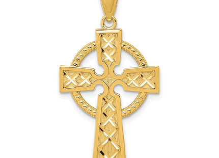 14K Diamond Cut Celtic Cross Pendant