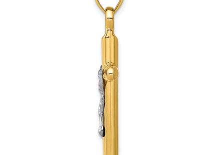 14k Two-tone Hollow Crucifix Pendant, 36 x 17mm