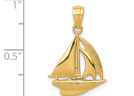 14K Sailboat Pendant, 22 x 14mm