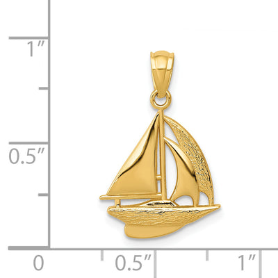 14K Sailboat Pendant, 22 x 14mm