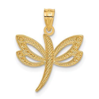14K w/Rhodium Dragonfly Pendant
