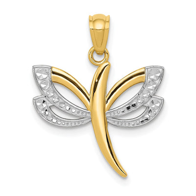 14K gold dragonfly pendant