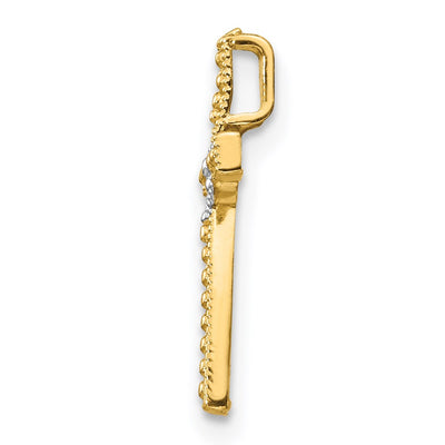 14K w/Rhodium Cross Pendant, 17 x 11mm