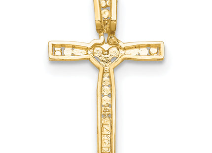 14k w/Rhodium Cross Pendant, 17 x 11mm