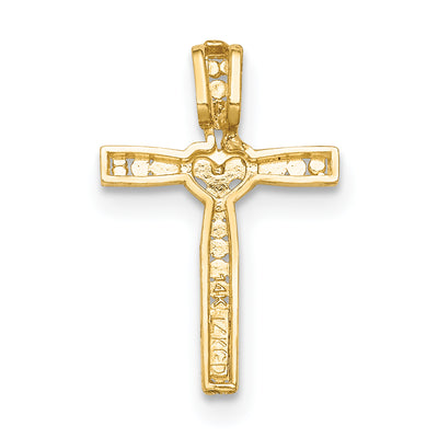 14K w/Rhodium Cross Pendant, 17 x 11mm
