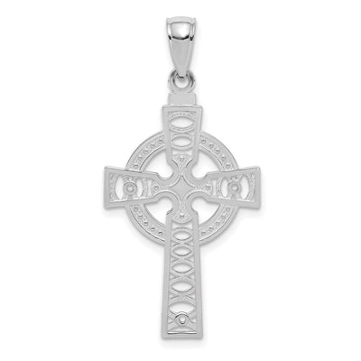 14K white gold circle pendant