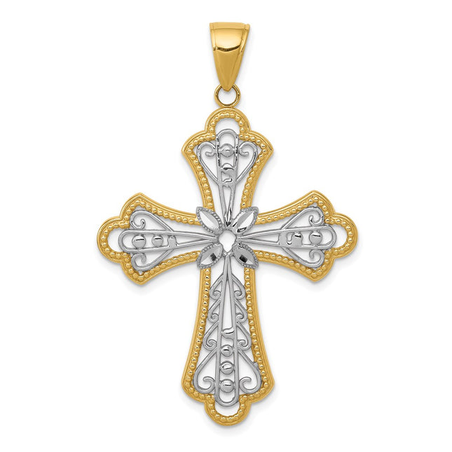 14k Yellow & Rhodium Pendants Style C4272 - Classique Jewelry Inc.