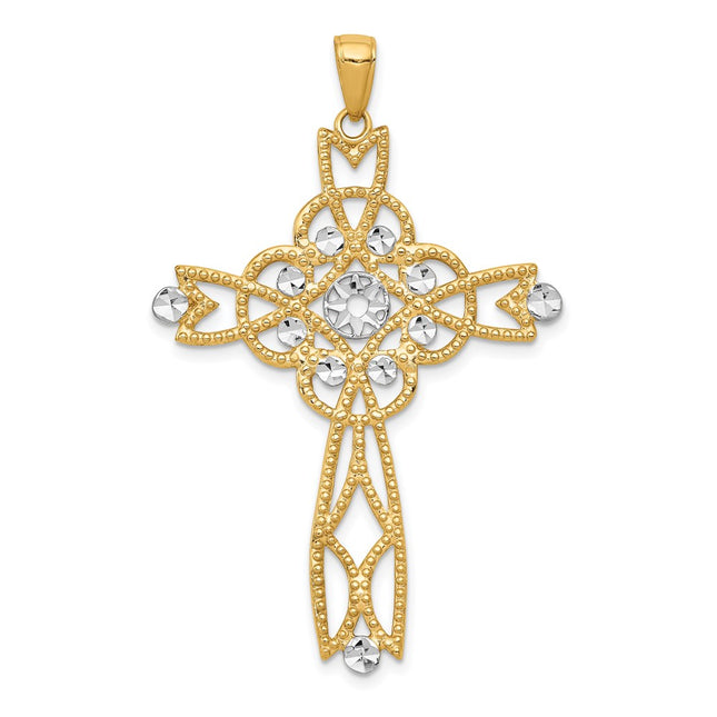 14k Yellow & Rhodium Pendants Style C4309 - Classique Jewelry Inc.
