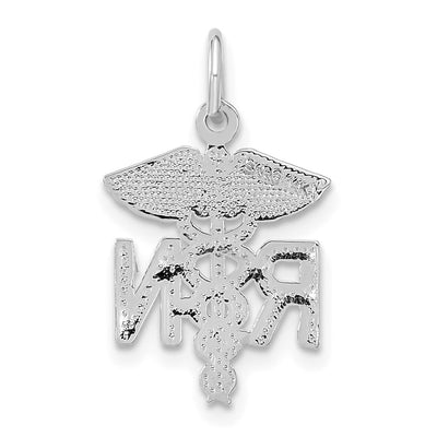 14K White Gold RN Nurse Charm