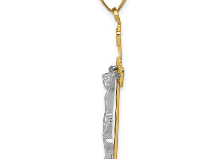14K Two-tone Diamond-cut Lattice Cross w/Crucifix Pendant (Style C4347)