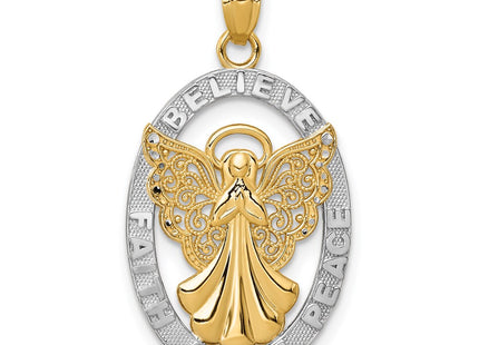 14k Yellow & Rhodium Pendants Style C4406 - Classique Jewelry Inc.