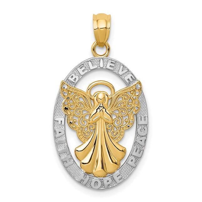 14k Yellow & Rhodium Pendants Style C4406 - Classique Jewelry Inc.