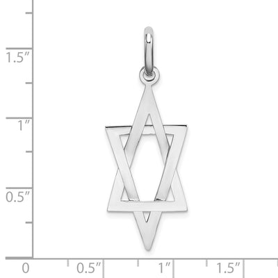 14K White Gold Elongated Star Of David Charm