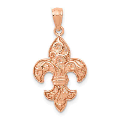 14K rose gold fleur de lis pendant