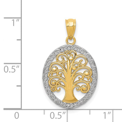 14K w/ Rhodium Tree of Life Pendant