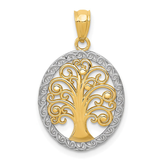 14k Yellow & Rhodium Pendants Style C4493 - Classique Jewelry Inc.
