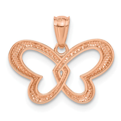 14K Rose Gold w/Rhodium Butterfly Pendant