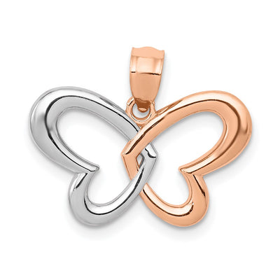 14K rose gold butterfly pendant