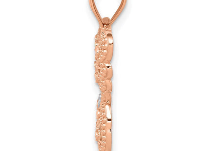 14k Rose Gold w/Rhodium Diamond-cut Butterfly Pendant (Style C4499)
