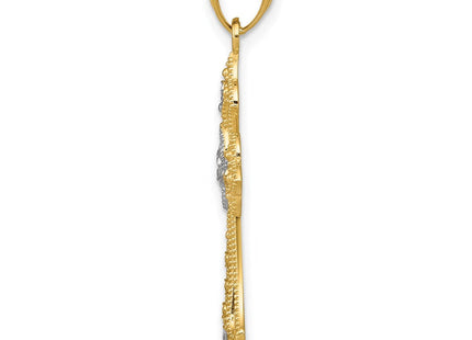 14K w/Rhodium Diamond-Cut Cross Pendant (Style C4511)