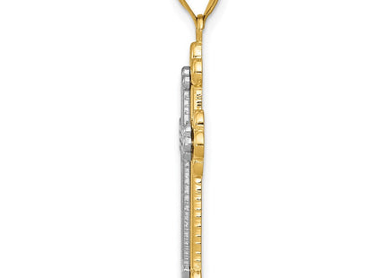 14k Two-tone Budded Cross Pendant (Style C4512)