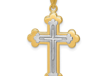 14k Two-tone Budded Cross Pendant (Style C4512)