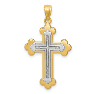 14k Two-tone Budded Cross Pendant (Style C4512)