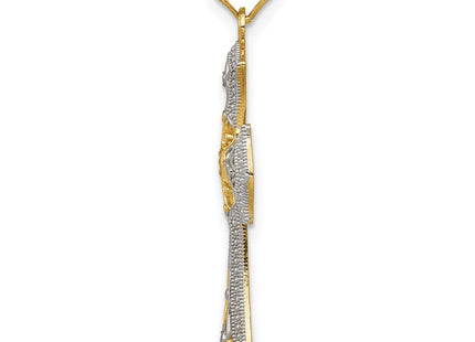 14K w/Rhodium Diamond-Cut Cross Pendant (Style C4516)
