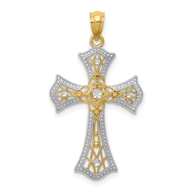 14k Yellow & Rhodium Pendants Style C4516 - Classique Jewelry Inc.