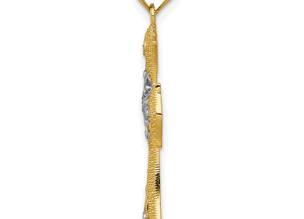 14K w/Rhodium Diamond-Cut Cross Pendant (Style C4517)
