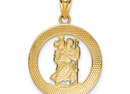 14K w/Rhodium St Christopher Pendant, 23.7 x 16.5mm