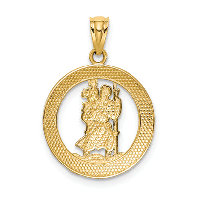 14K w/Rhodium St Christopher Pendant, 23.7 x 16.5mm