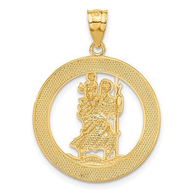 14K w/Rhodium St Christopher Pendant, 31.75 x 23.9mm