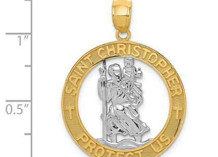 14K w/Rhodium St Christopher Pendant (Style C4522)