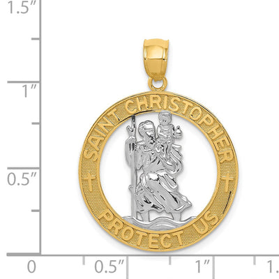 14K w/Rhodium St Christopher Pendant, 31.75 x 23.9mm