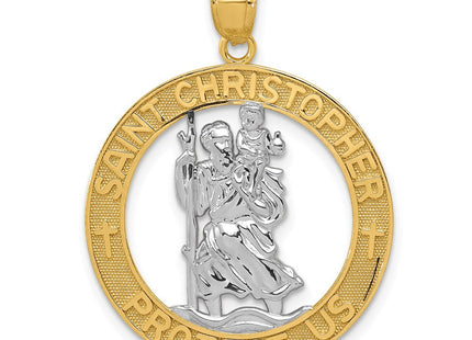 14K w/Rhodium St Christopher Pendant (Style C4522)