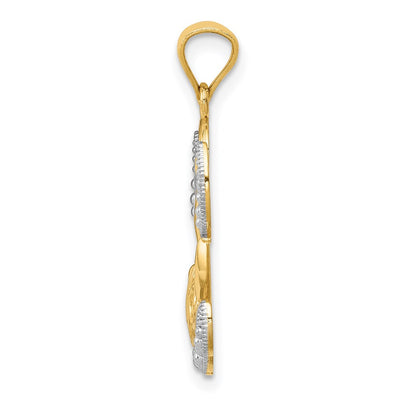 14K w/Rhodium Love Angel Pendant, 21 x 14mm