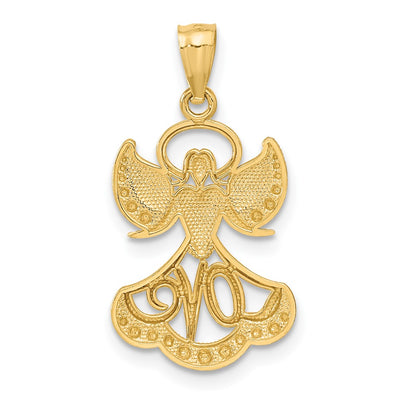 14K w/Rhodium Love Angel Pendant, 21 x 14mm