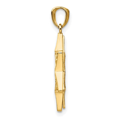 14K Two-tone Star of David Pendant, 22 x 17mm