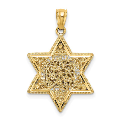 14K Two-tone Star of David Pendant, 22 x 17mm