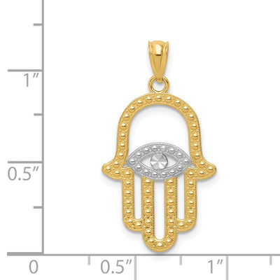 14K w/ Rhodium Hamsa Pendant