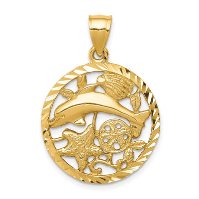 14K gold circle pendant