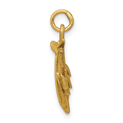 14K Satin Diamond-cut Taurus Zodiac Charm, 30 x 25mm