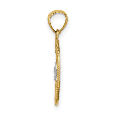 14K w/Rhodium Star & Moon Pendant