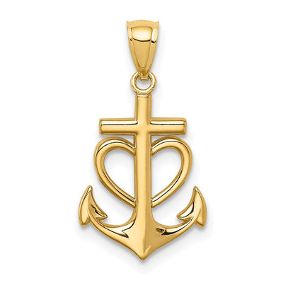 14K gold anchor pendant